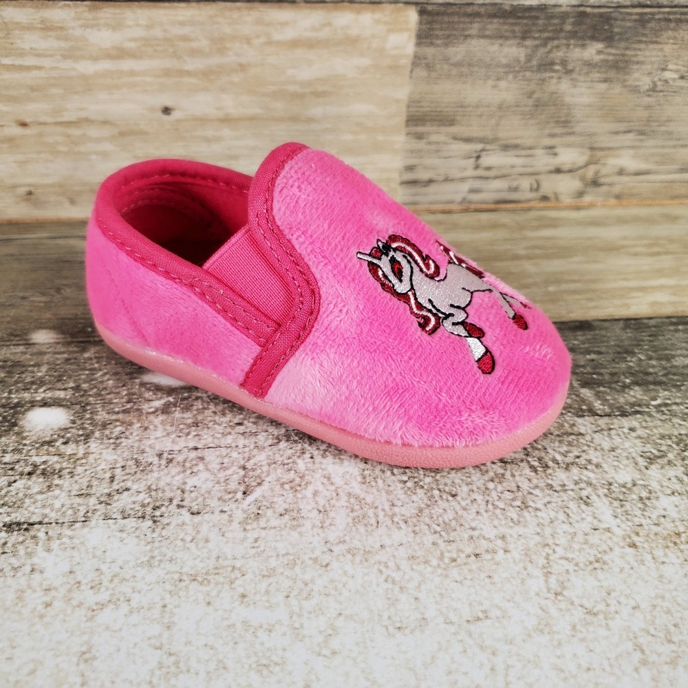 Foamtreads Unicorn Toddler Slippers Sz 5 M Pink Rose Slip On Embroidered